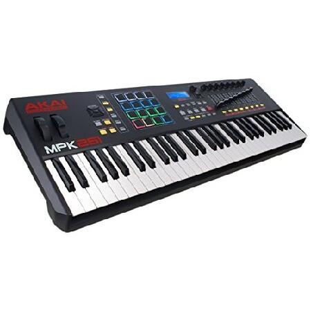 Akai Professional MPK261 61-Key Semi-Weighted USB MIDI Keyboard Controller ＆ RockJam Xfinity Heavy-Duty, Double-X, Pre-Assembled, Infinitely Adjust