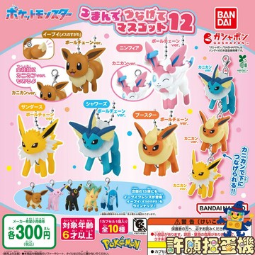 【許願扭蛋機】『現貨』 寶可夢 串聯吊飾 P12 全5種 扭蛋 轉蛋 BANDAI 伊布 公仔 鎖扣 吊飾