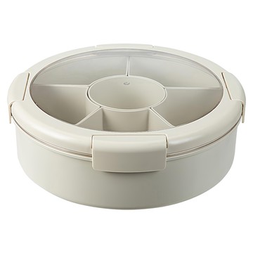 SHIMOYAMA ABS旋轉式6格乾果盤/零食盤 附蓋  米白色  1個