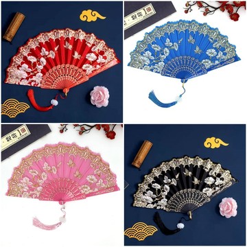 台灣現貨 夕顏中國風蕾絲折扇 舞蹈扇復古扇花邊扇 凡妮莎飾品