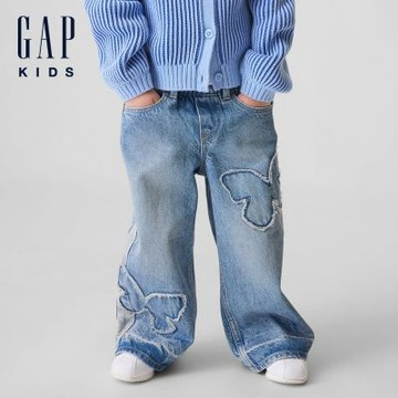【GAP】嬰兒及幼兒套穿式寬鬆牛仔褲-淺色水洗(881781)