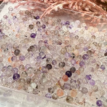 💕 𝓒. 𝓣 晶寶💕超七水晶 4-5mm圓珠 單珠 散珠 diy  10g 設計 有孔洞