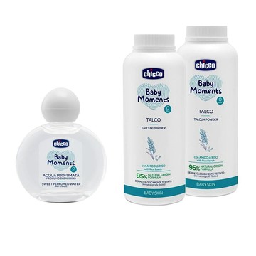 chicco 寶貝嬰兒植萃淡雅香水100ml+寶貝嬰兒植萃細緻爽身粉150gx2