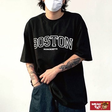 【AMERO】男裝 女裝 圓領 短袖 T恤 英文字印花 寬鬆 落肩 情侶裝