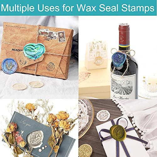 シーリングワックス ヘッド |Flower Wax Seal Stamp Kit, 7pcs Copper Wax Stamps Wooden Han