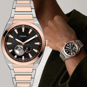 FOSSIL Everett 開芯小鏤空機械錶-42mm ME3277