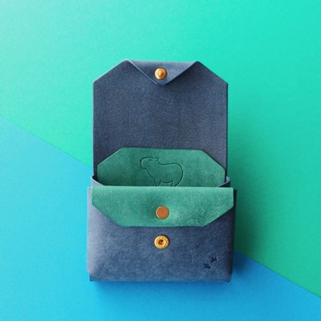 水豚造型皮革短夾 牛皮皮夾 手工製作