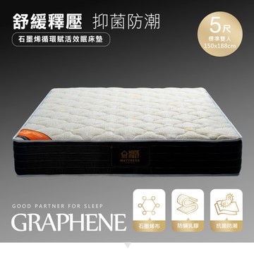 【H&D東稻家居】石墨烯循環賦活效眠獨立筒床墊-5尺/雙人床墊/HomeMeet系列