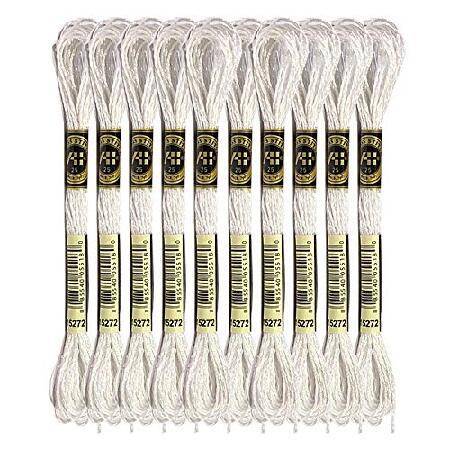 Meters 12 Strands Metallic Embroidery Floss Cross Stitch Needlework Thread, Metallic White, 10 Skeins（並行輸入品）