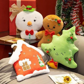 圣誕雪人姜餅人圣誕樹抱枕毛絨玩具公司裝飾擺件圣誕節活動禮品