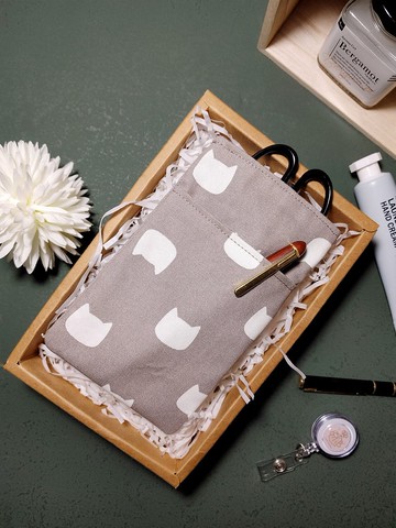 手工縫製-護理師/醫師 雙層筆袋-(貓)