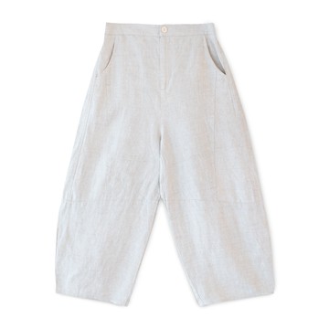 亞麻繭型褲 米白F