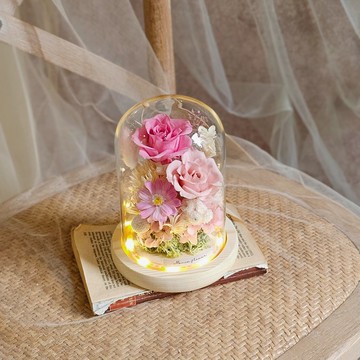 永生玫瑰玻璃罩 槽燈款 現貨 快速出貨 公主粉