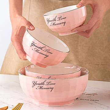 碗單個家用陶瓷米飯碗韓式ins風創意金邊餐具可愛少女心碗碟餐具