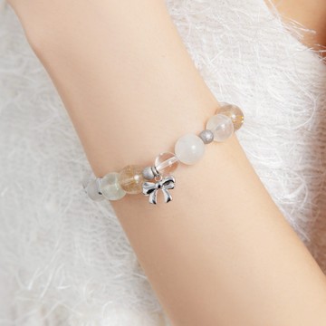 【SPANCONNY】銀色浪漫 | 金髮晶 葡萄石 月光石 白水晶 | 天然水晶手鍊