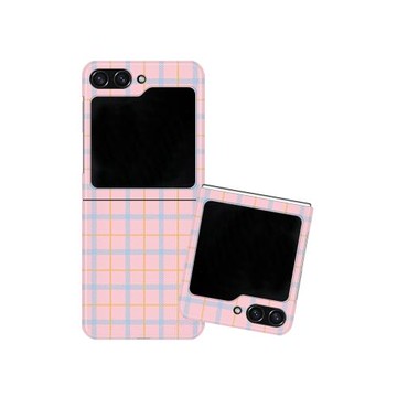 粉色格紋適用三星zflip7fe手機殼zflip6折疊屏flip5全包W25心系天下保護套超薄大視窗小眾女新款高級感防摔