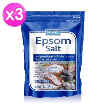 Lucky Super Soft純淨沐浴鎂鹽(無香精)16oz/454g x3包