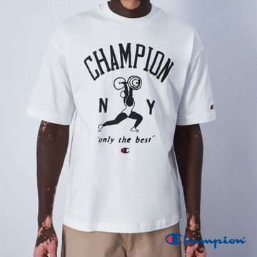 Champion 官方直營-男款 運動俱樂部印花短TEE(白)