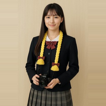 日本Magnets超有趣仿辮子造型相機背帶(金黃色)