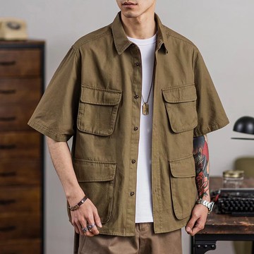 美式 Work wear 四口袋軍工裝襯衫 / 棉斜紋布 / M到3XL【QTJBY133】