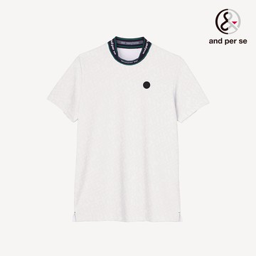 【and per se】男款白色吸汗速乾UV防護高品質提花高領衫立領短棉 DGV29575