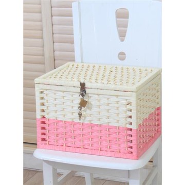 粉色箱子有鎖整理箱收納盒家用收納箱帶鎖衣柜儲物學生宿舍上鎖盒