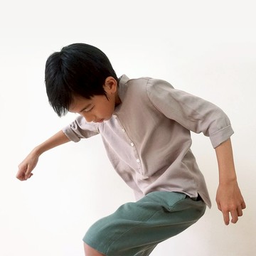 有機棉紗織兒童開襟衫-灰棕