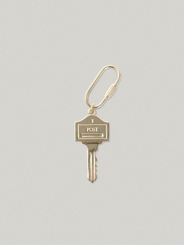 14k Gold Plated Brass Mini Post Key Ring [GOLD]