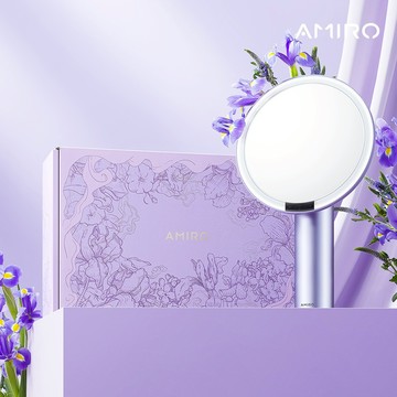 【AMIRO】Oath自動感光LED化妝鏡-愛意信使禮盒-暮山紫 /美妝鏡/化妝鏡/LED鏡/led智能觸控化妝鏡/環形補光化妝鏡/補妝鏡/美容鏡燈/情人節 禮物