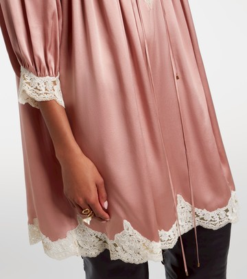Chloé Lace-trimmed silk satin minidress