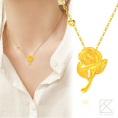 【TLH】永恆的愛 黃金玫瑰項鍊 約重0.07錢±0.01  情人節 生日 送禮