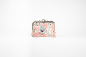 口金包 短夾  手拿包 錢包 腕包 親子口金 短夾/粉紅森林熊