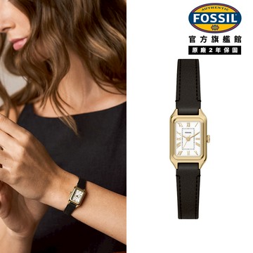 【FOSSIL 官方旗艦館】Raquel 復古年華羅馬數字女錶 黑色真皮錶帶 26MM ES5470