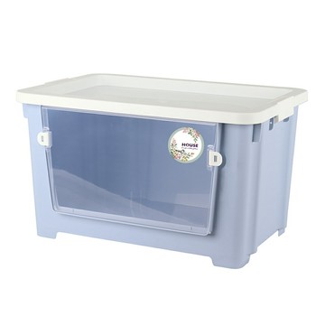 【史代新文具】HOUSE BX00042 花花側開收納箱(附蓋含輪)