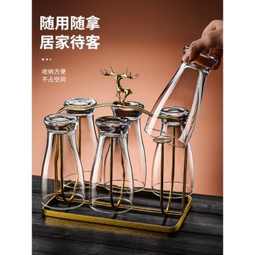 輕奢啤酒杯套裝玻璃家用大容量精釀網紅扎啤杯子大號酒杯帶架子