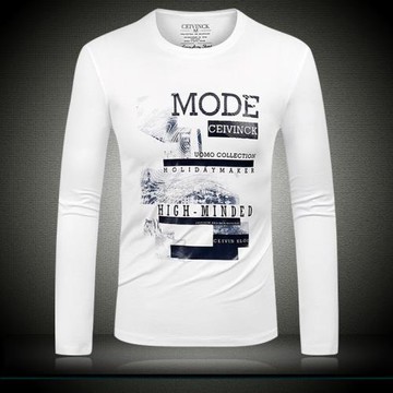 歐洲站新款 長袖T恤大碼男裝圓領修身男士體恤簡約休閑秋衣打底衫