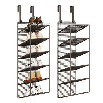簡易門後鞋架懸掛式多層小窄門口 壁掛式可摺疊 出租房宿舍整理神器