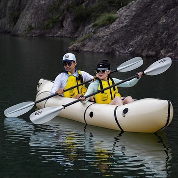 戶外 露營 原始人充氣皮劃艇便攜折疊露營雙人釣魚船戶外水上漁船氣墊船休閑