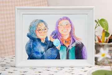 【客製】似顏繪 / 人像插畫 / 手繪 / 含框