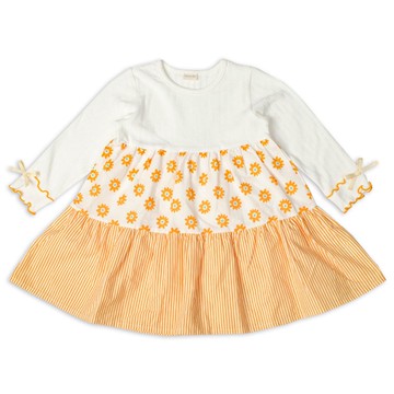 akachan honpo - 假兩件洋裝-拼接-黃色