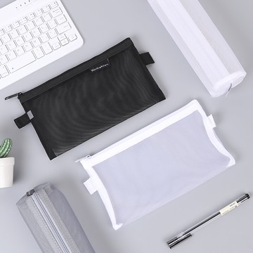 透明鉛筆袋 日系簡約ins鉛筆袋男透明筆袋女考試網紗網格大容量文具袋文件袋 【CM4655】