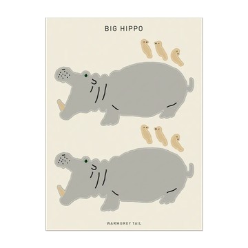 韓國 WARMGREY TAIL 防水貼紙 河馬聊天