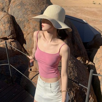 GYOKUU 粉/杏/黑色 3色百搭彈力針織吊帶背心