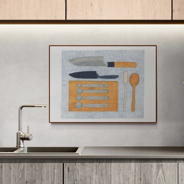 LIGHTO 掛畫｜JinJin | 廚房生活用具 - 霧金色鋁框-50 x 70 cm