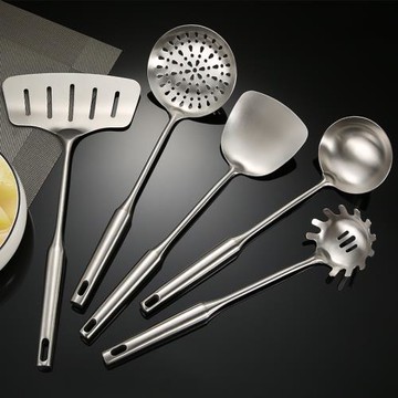 304不銹鋼粥勺稀飯勺家用加厚長柄大湯勺撈粉勺廚房防燙一體鍋鏟