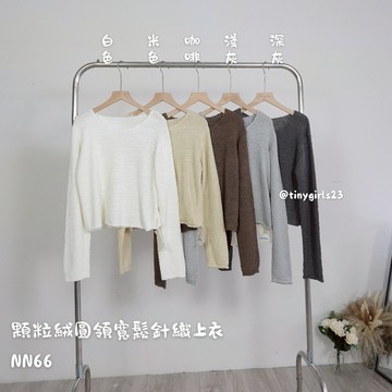 【太妮絲NN66】現貨 韓系 顆粒絨 圓領 寬鬆 針織上衣 暖柔奶油粒粒 毛絨 針織毛衣 素色 韓國設計 INS風