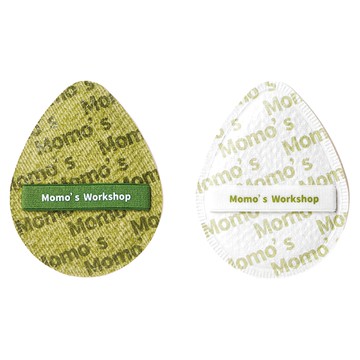 MoMo's Workshop 毛吉吉 棉花糖氣墊粉撲2件組 夏日丹寧款 淺綠色 附收納盒  1組