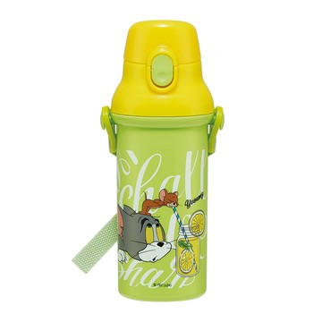 百科良品 日本製 湯姆貓 與 傑利鼠 彈蓋直飲水壺 隨身瓶 抗菌加工 480ML(附背帶)