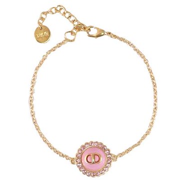 Christian Dior Petit CD Baroque 復古水鑽花邊造型手鍊(金/粉紫)
