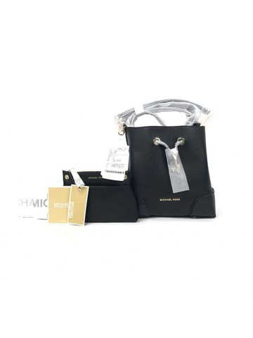 michael kors 黑色 荔枝紋皮革水桶單肩包 肩背包 水桶包